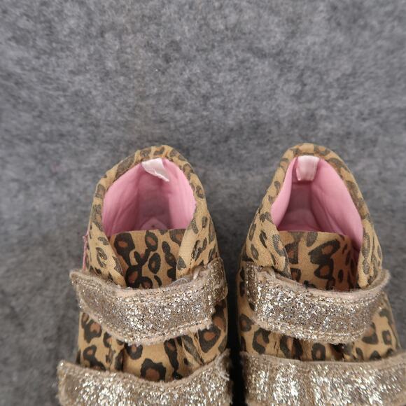 Carters Shoes Kids Toddler 10 Sneaker High Top Double Strap Animal Print Glitter - Picture 3 of 11